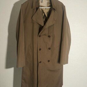 Vintage Misty Harbor Trench Coat Men's 40 Long Khaki Belted USA Rain Zip 80s